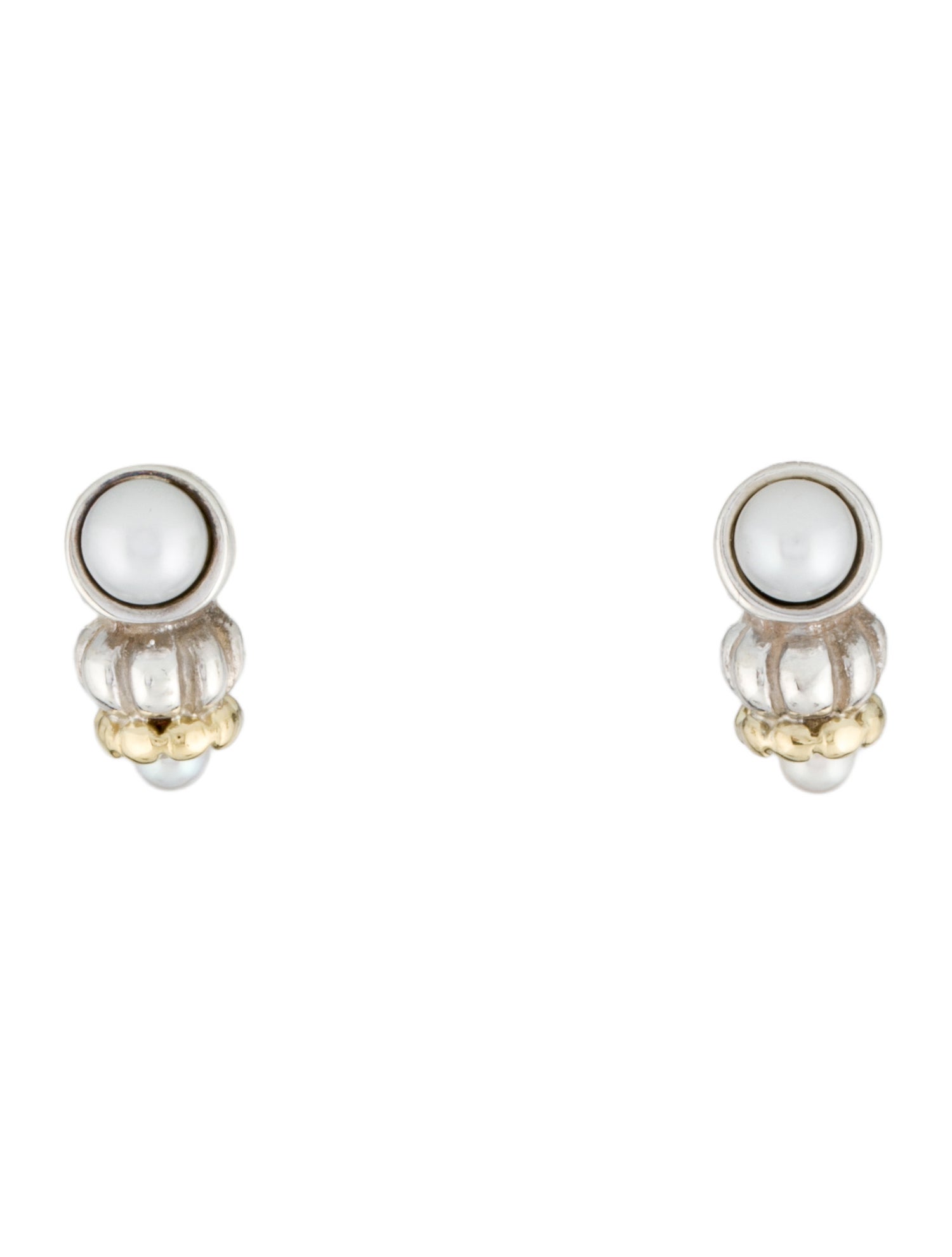 Lagos Freshwater Pearl Two-Tone Caviar Stud Earrings