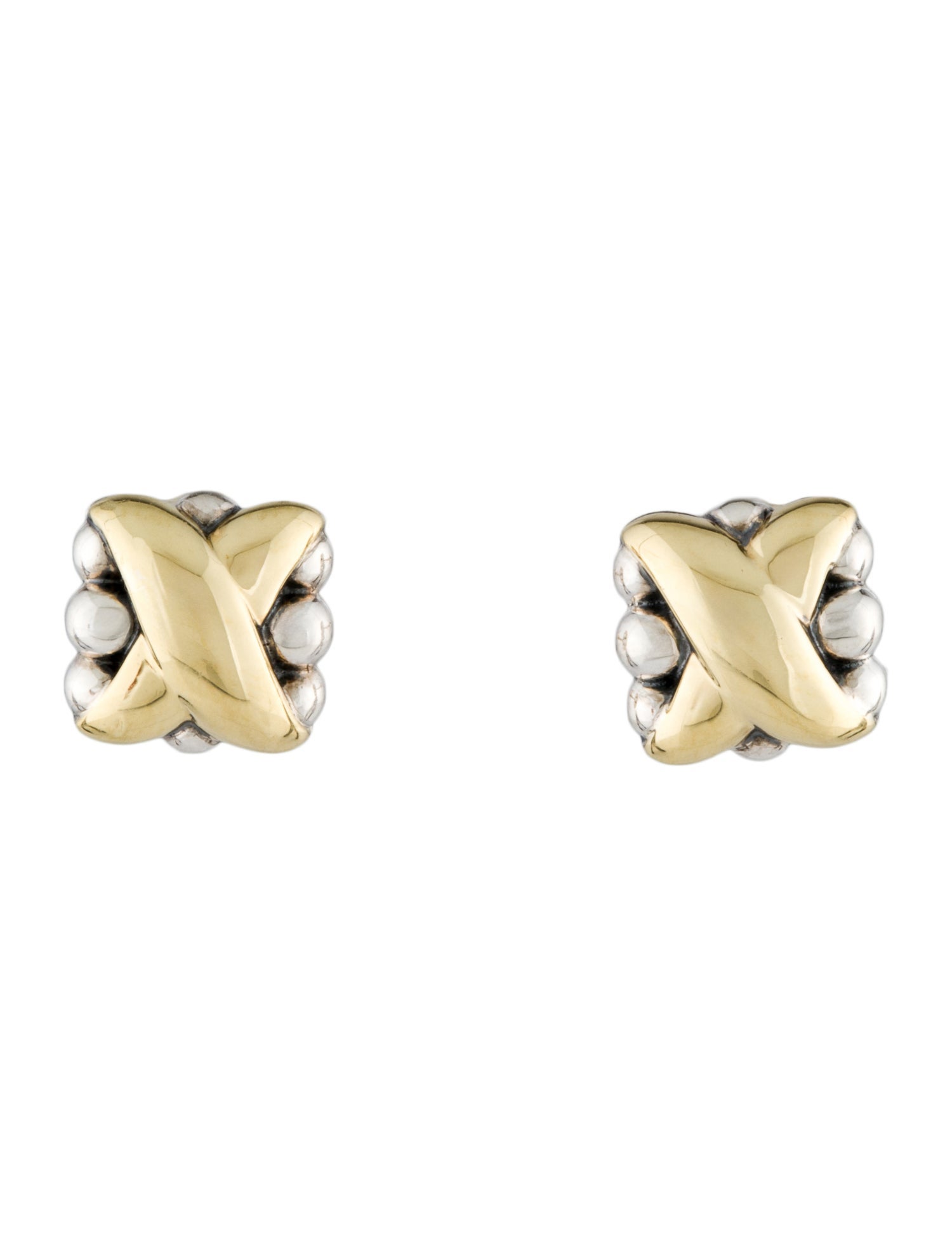 Lagos Two-Tone X Stud Earrings