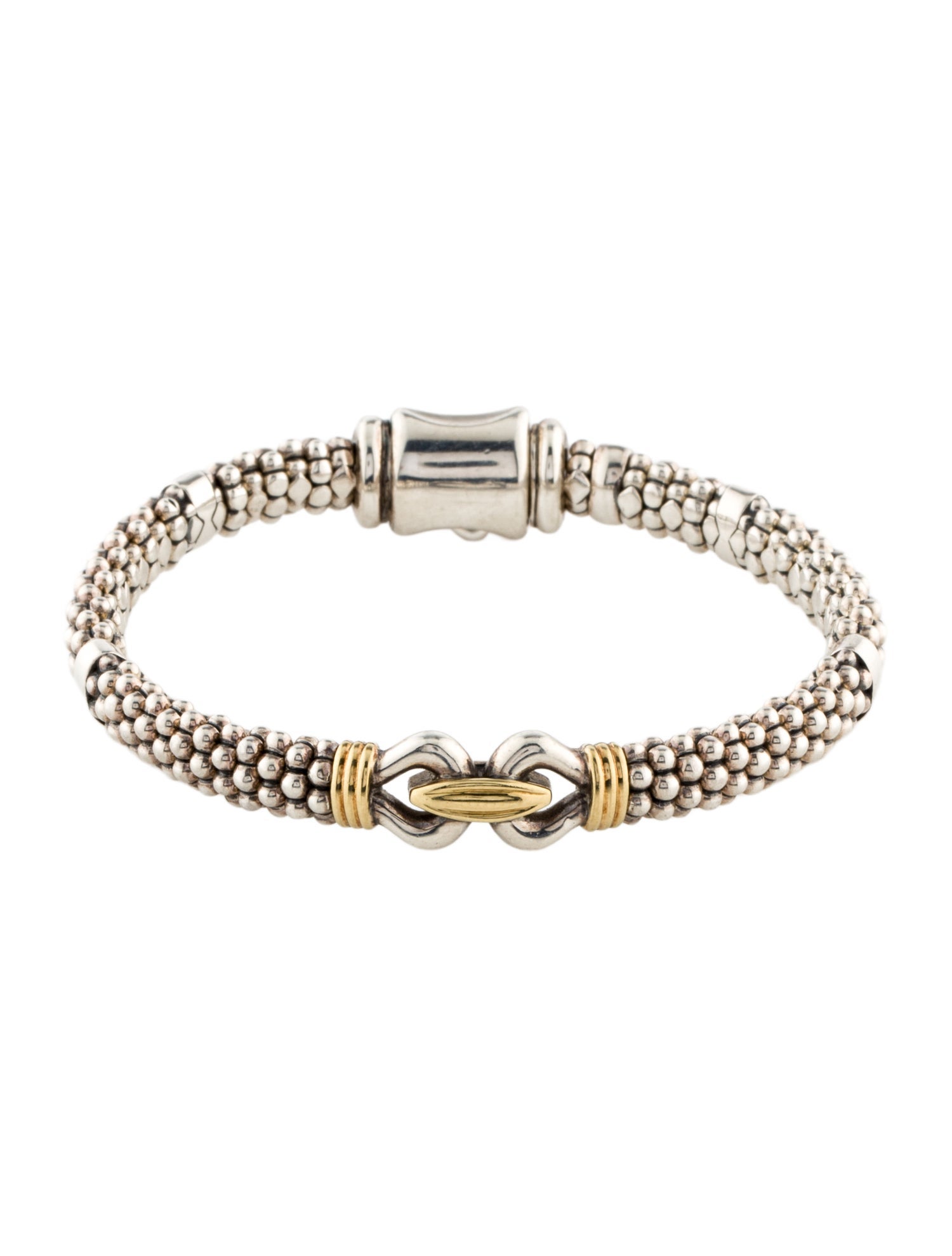 Lagos Two-Tone Caviar Buckle Bracelet