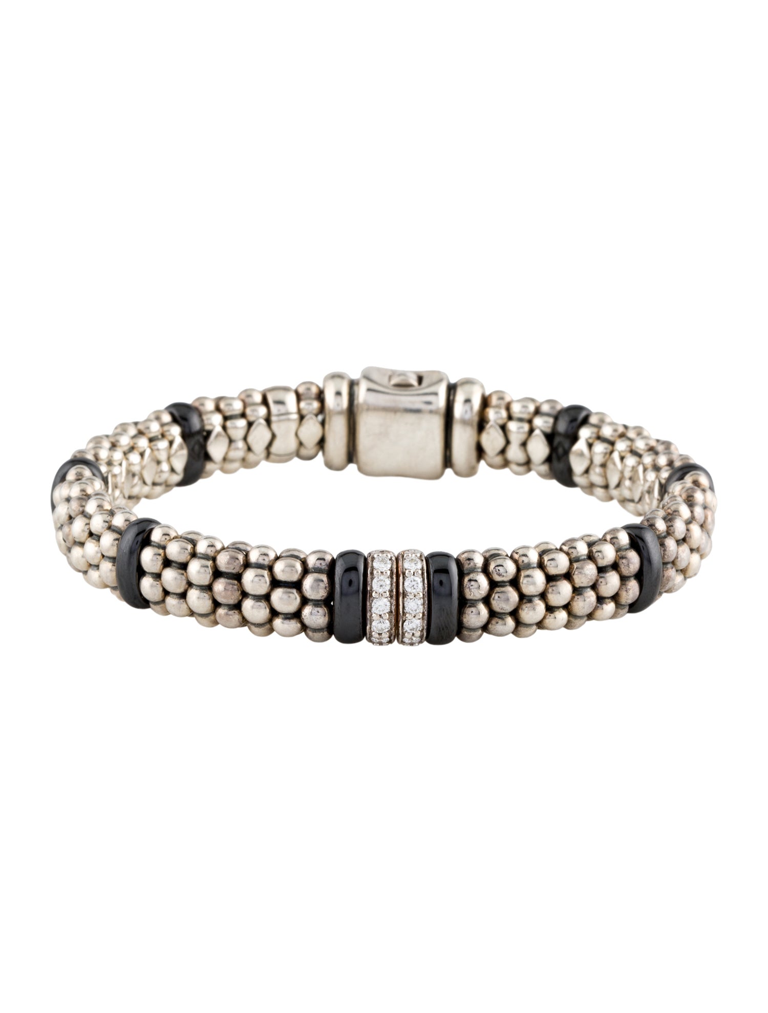 Lagos Diamond Caviar Double Station Ceramic Bracelet