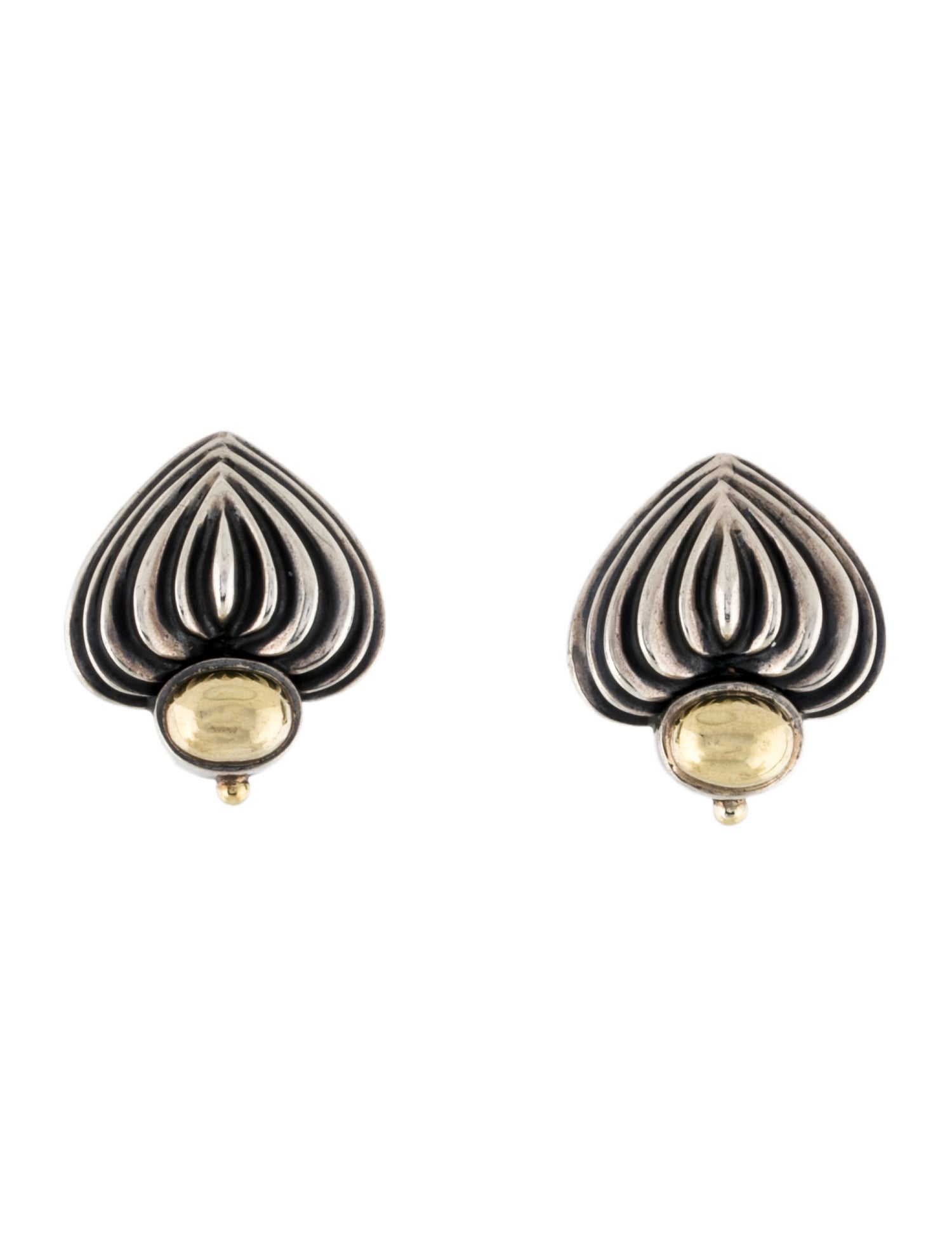 Lagos Two-Tone Fluted Heart Earclips