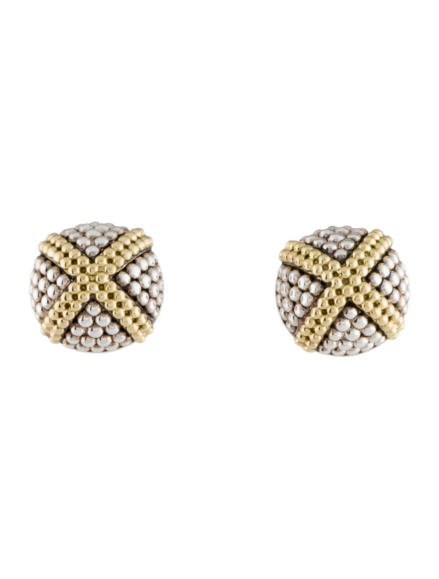 Lagos Two-Tone X Caviar Stud Earrings