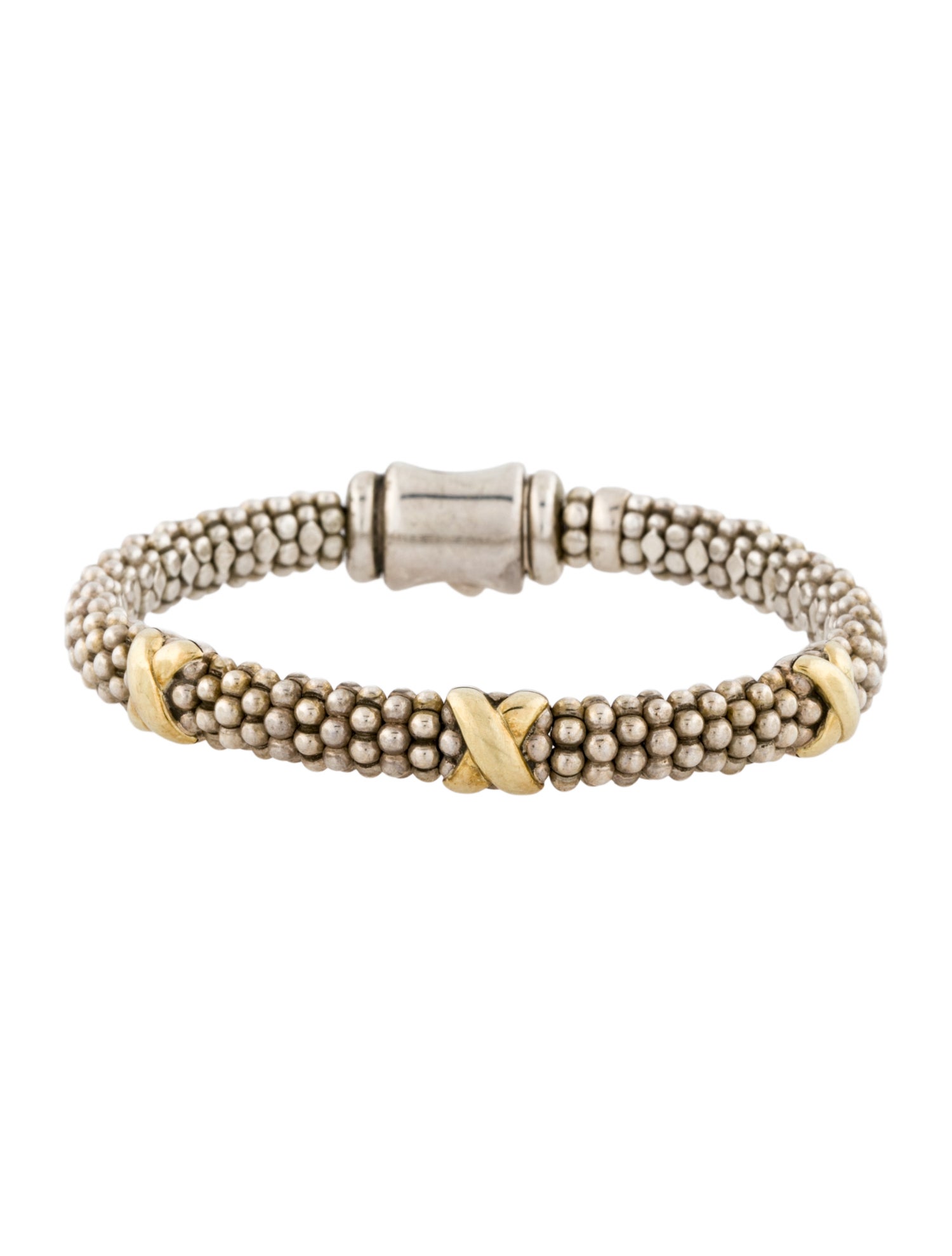 Lagos Two-Tone Three Station X Caviar Bracelet