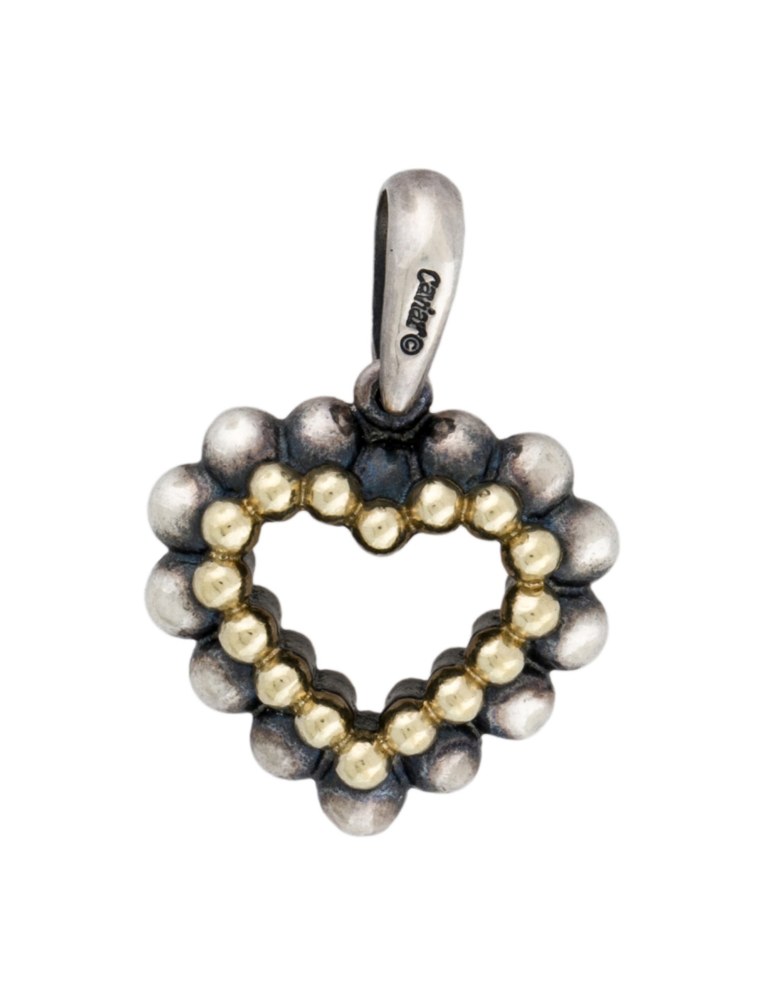 Lagos Two-Tone Caviar Heart Pendant