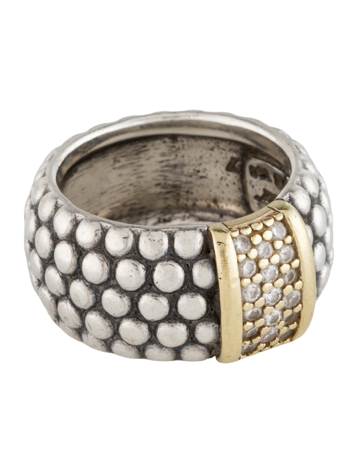 Lagos Caviar Wide Diamond Band