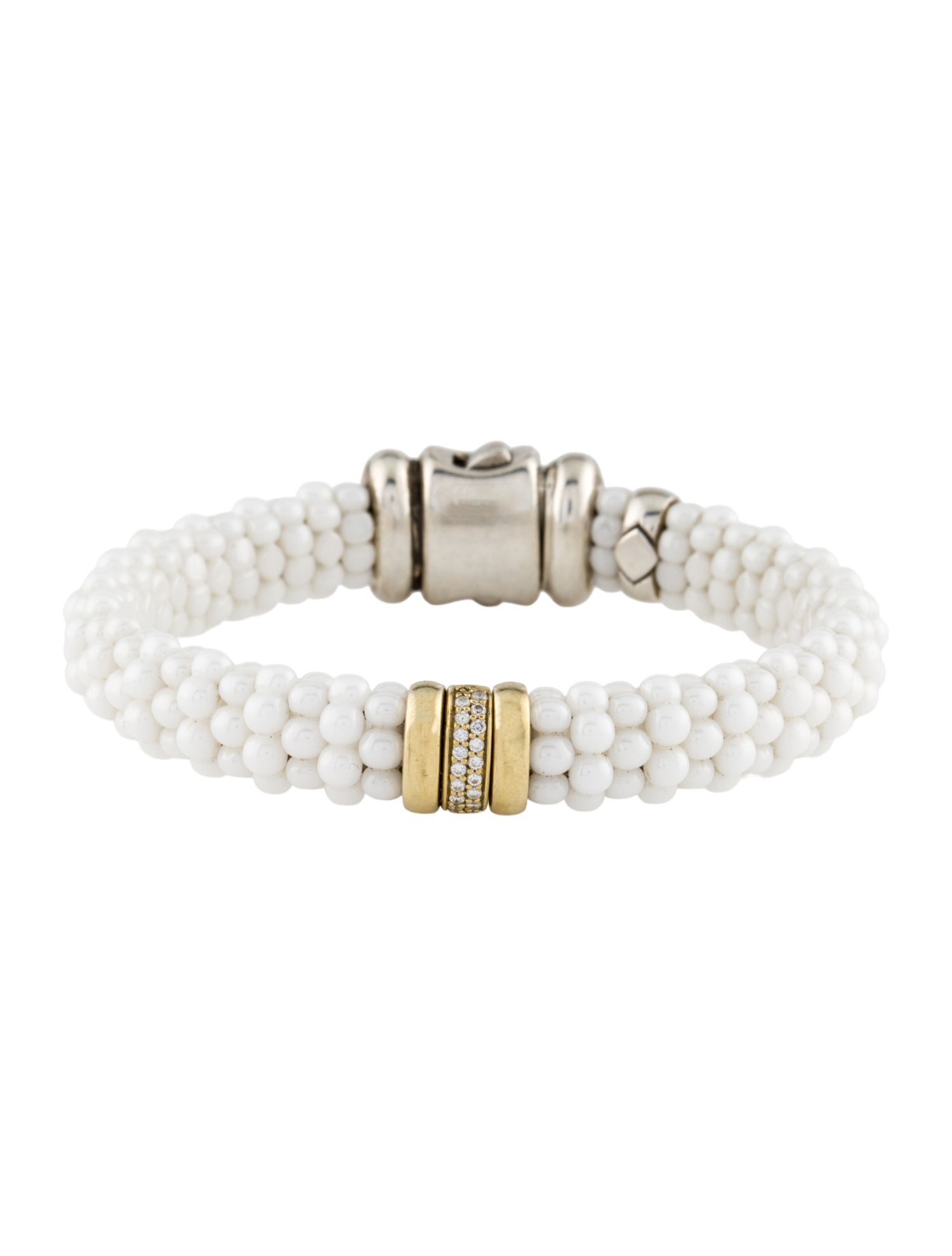 Lagos Ceramic & Diamond Caviar Single Station Bracelet