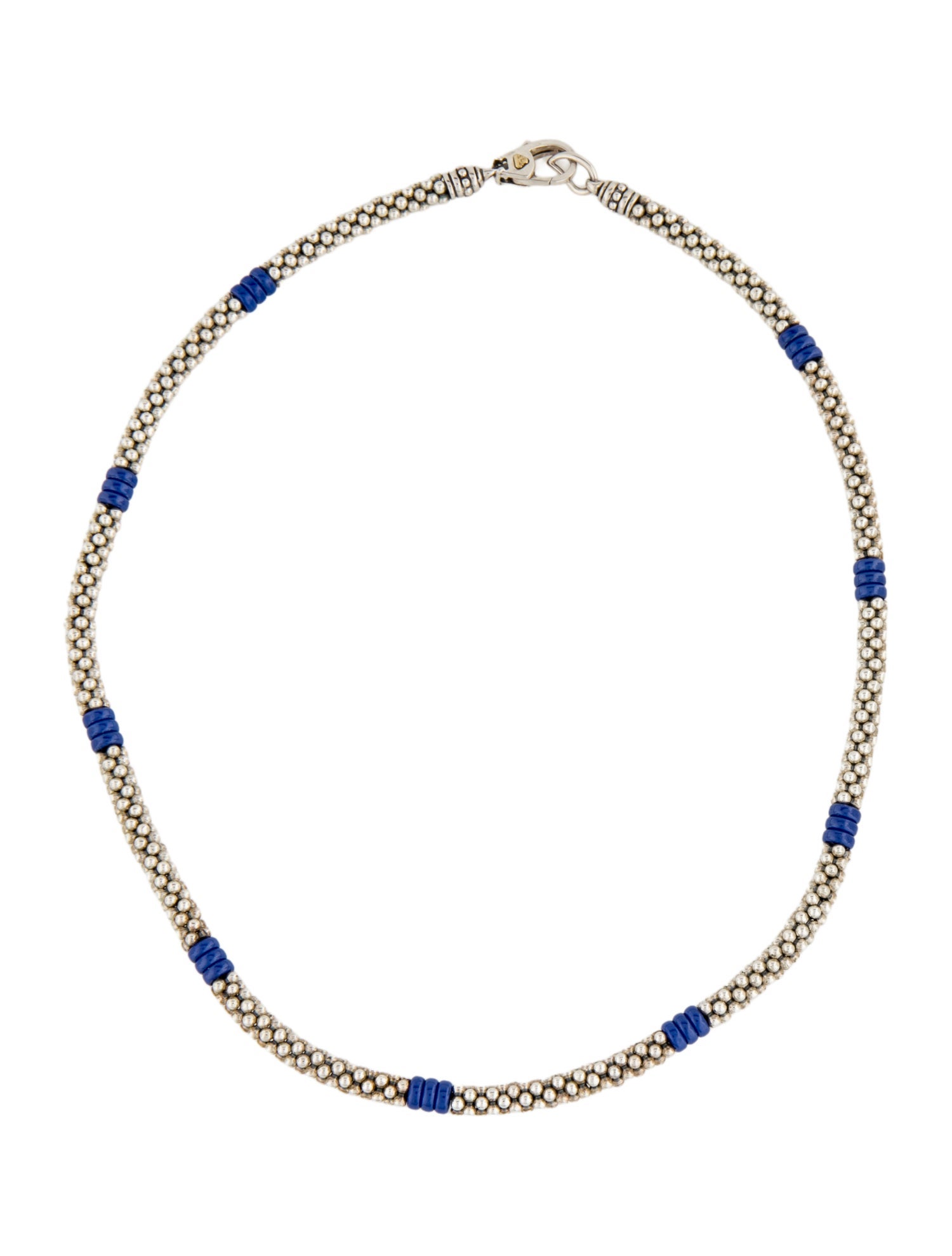 Lagos Ultramarine Ceramic Three Bead Caviar Station Necklace