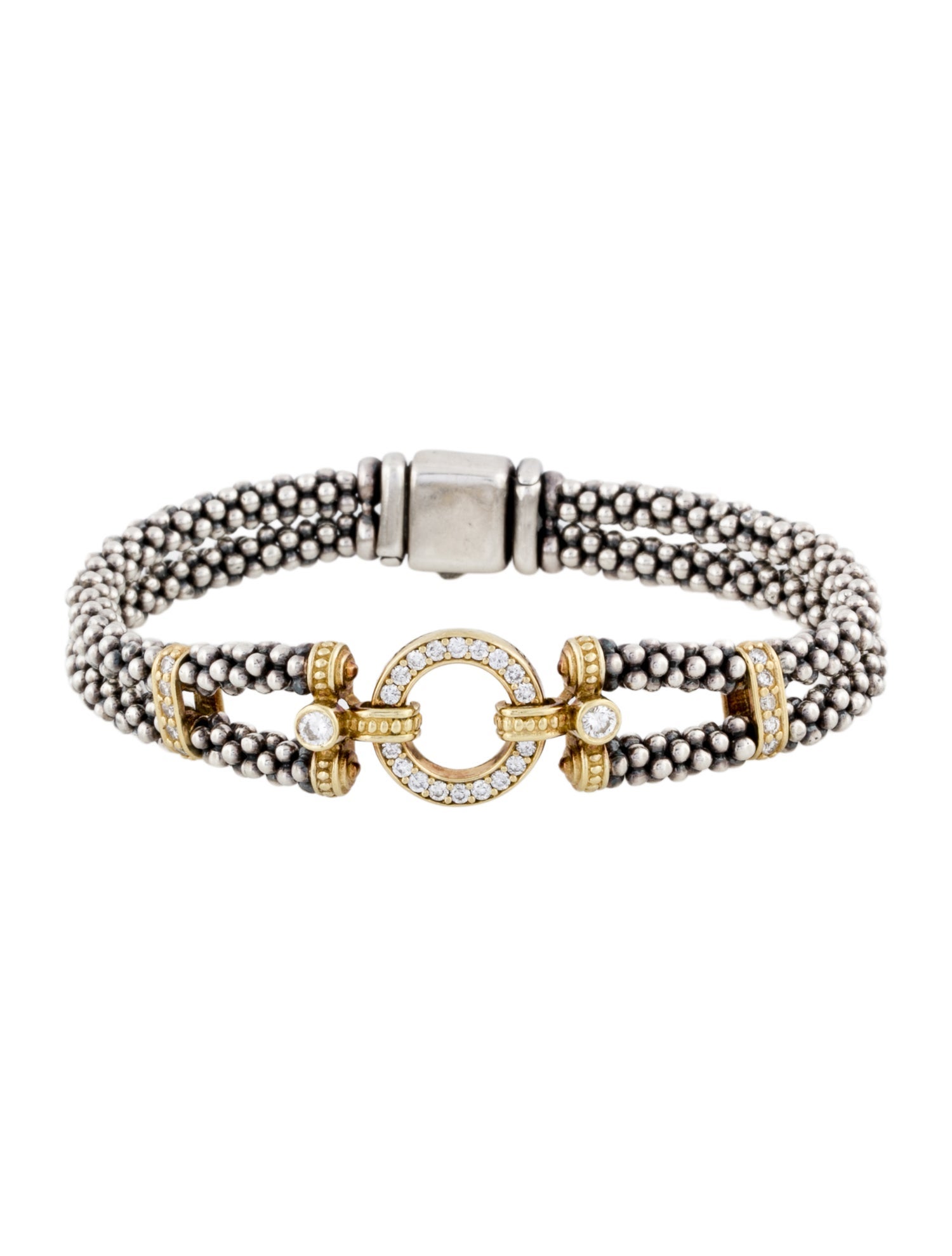 Lagos Diamond Two-Tone Caviar Bracelet