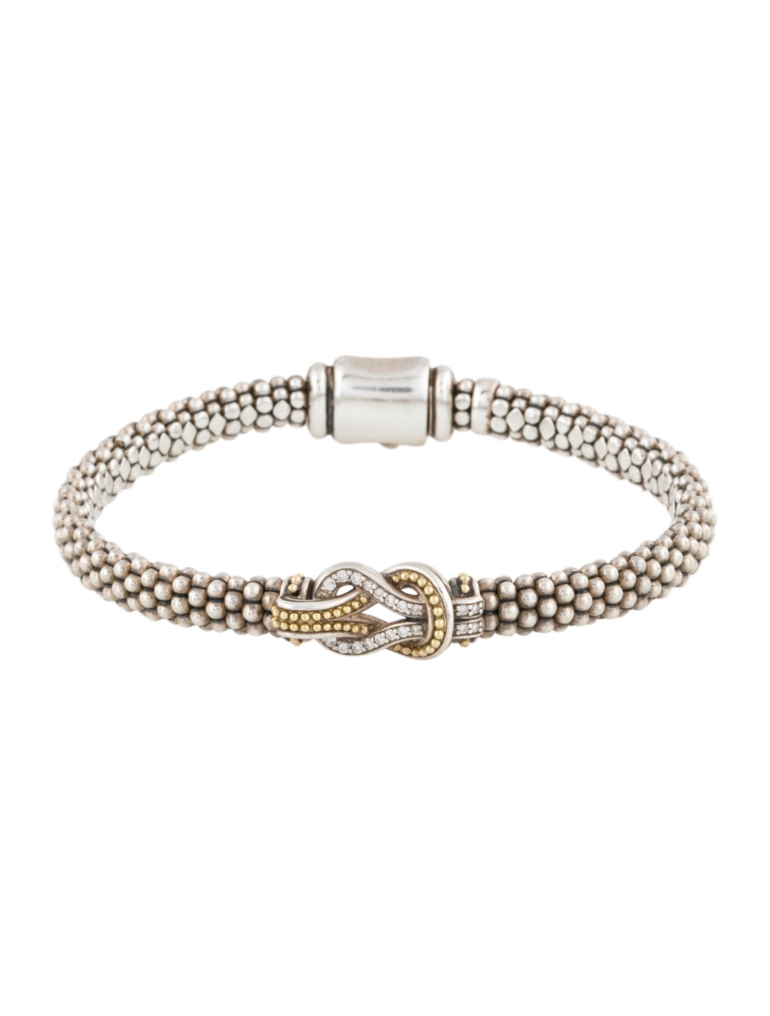 Lagos Two-Tone Diamond Caviar Knot Bracelet