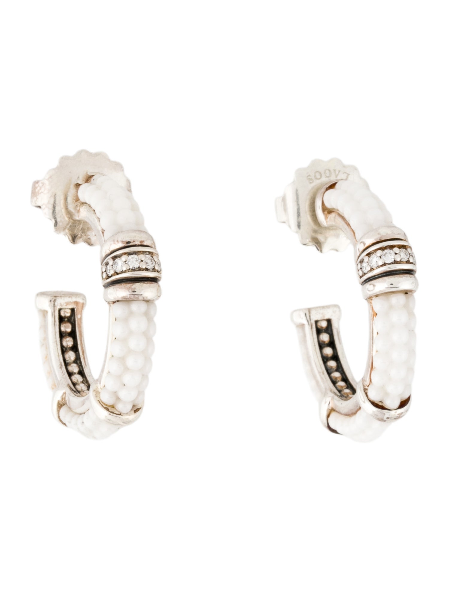 Lagos Ceramic & Diamond Hoop Earrings