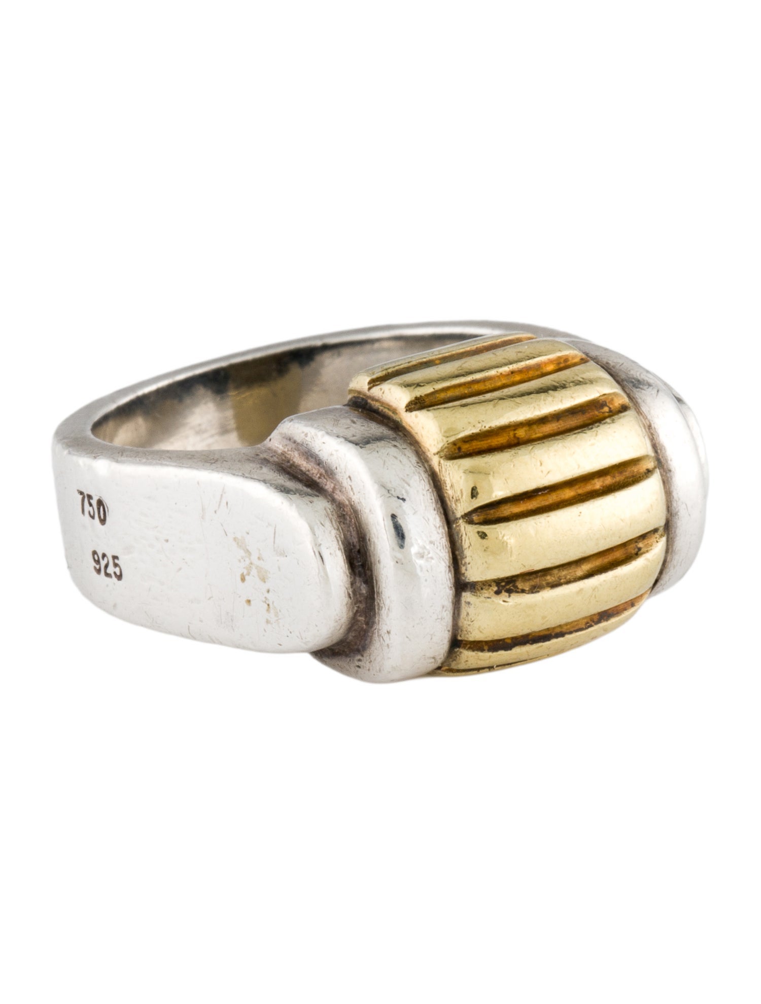 Lagos Two-Tone Fluted Cocktail Ring