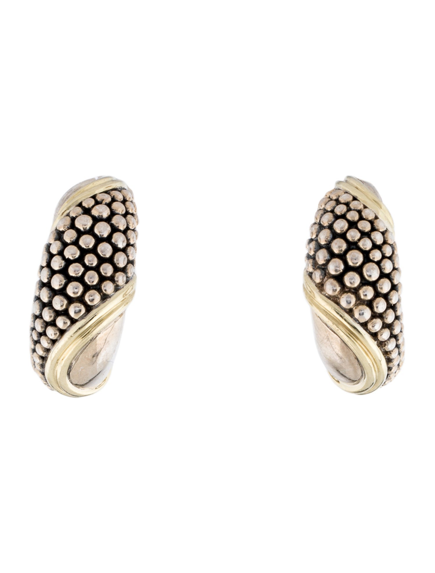 Lagos Two-Tone Caviar Earclip Earrings