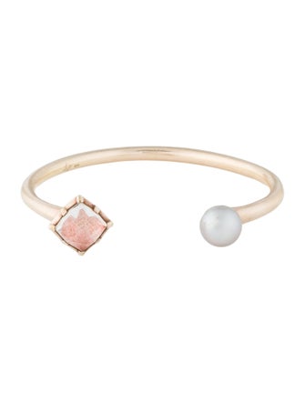Larkspur & Hawk Pearl & Quartz Doublet Bella Cuff Bracelet