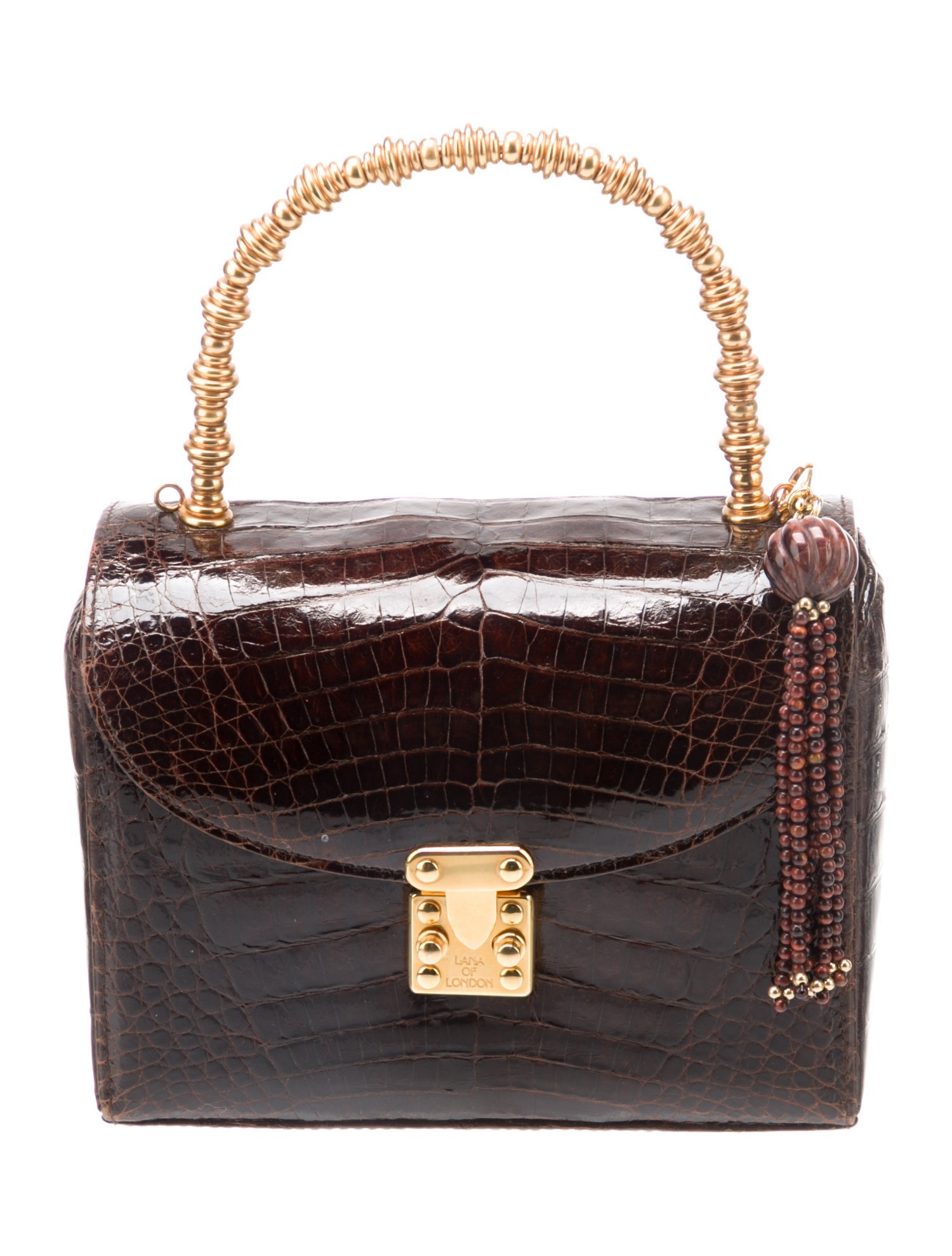 ルチェルナ　リマーゴ　ルトルス Lana of London Crocodile Top Handle Bag - Brown Handle Bags