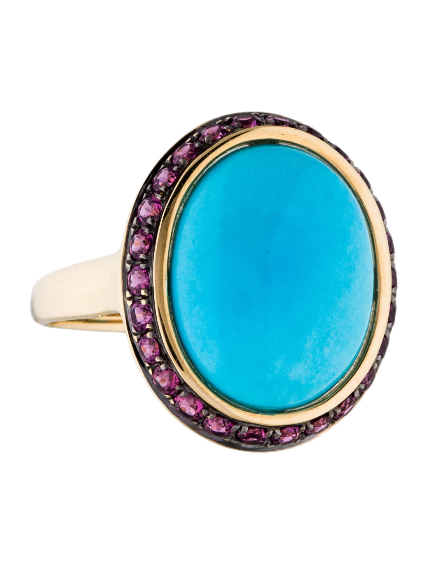 LALI Jewels Turquoise & Rhodolite Cocktail Ring Rings LALIJ20114 The RealReal