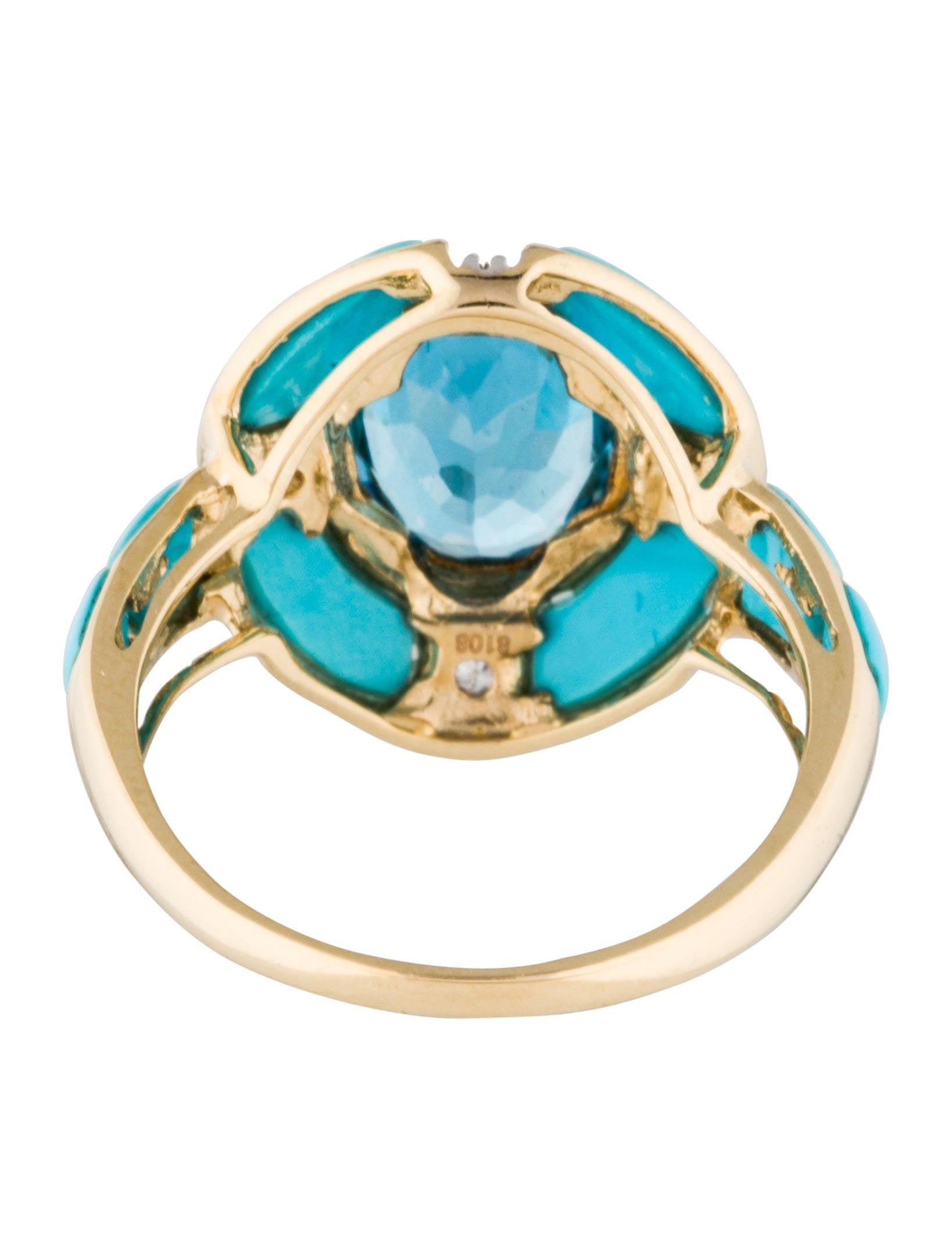LALI Jewels 14K Blue Topaz & Turquoise Cocktail Ring Rings LALIJ20118 The RealReal