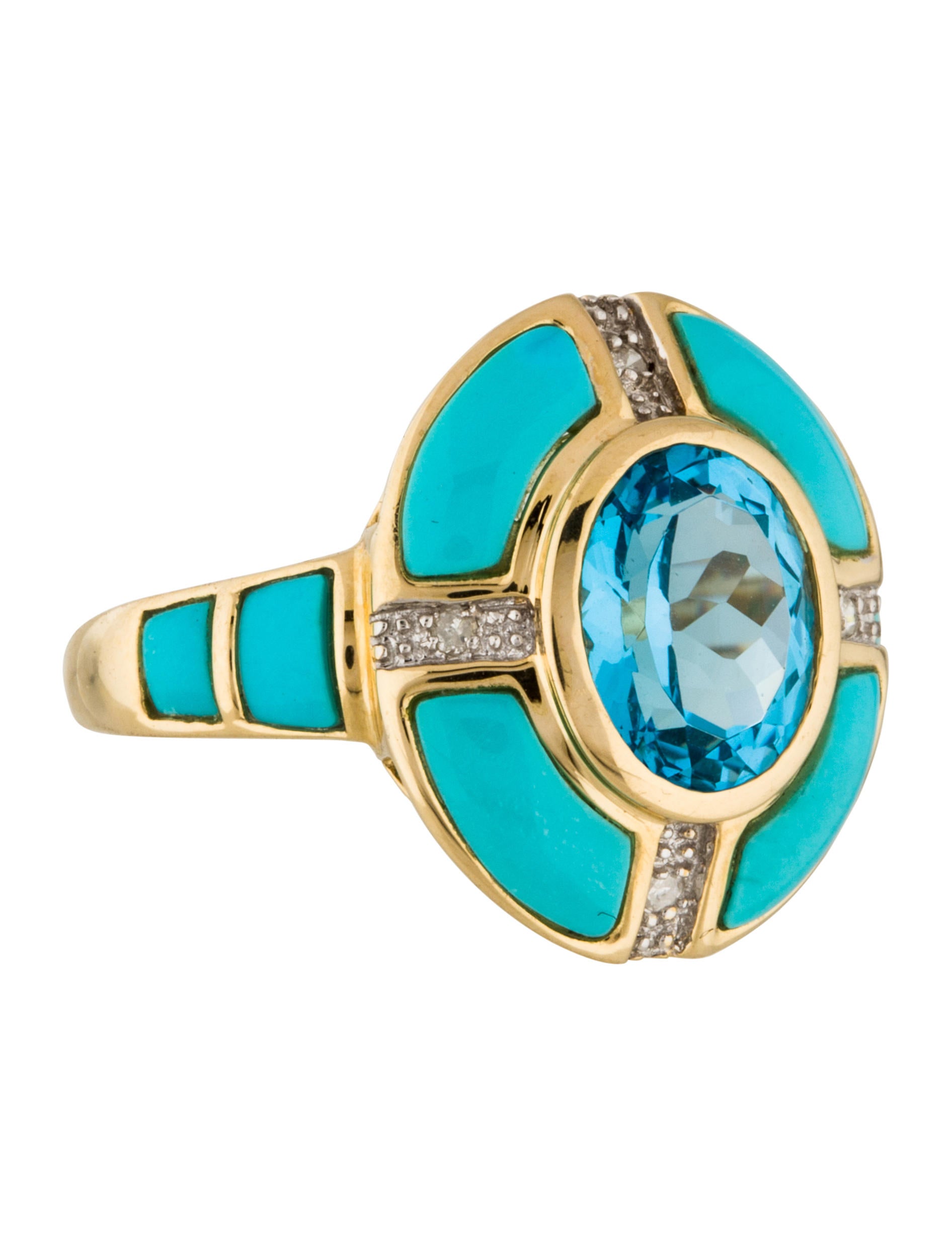 LALI Jewels 14K Topaz, Turquoise, & Diamond Ring Rings LALIJ20140 The RealReal