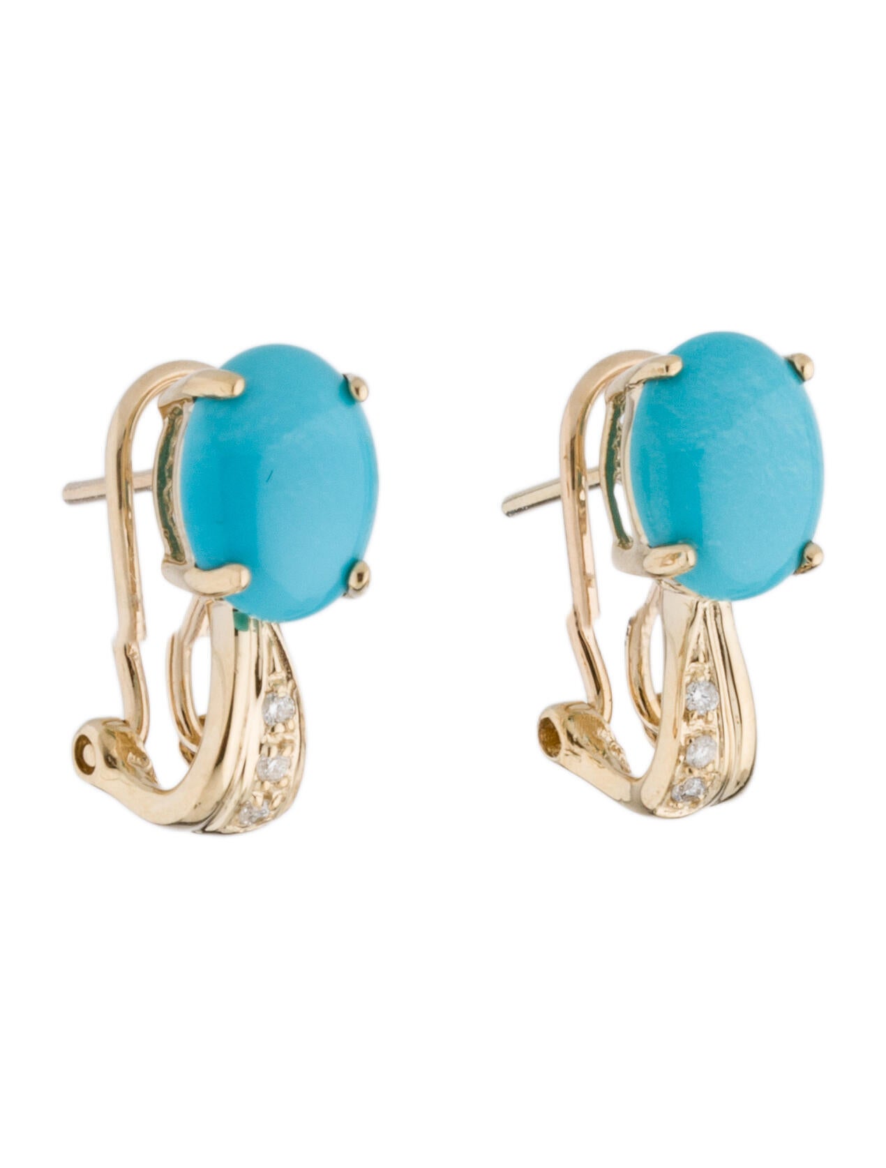 LALI Jewels 14K 4.59ctw Turquoise & Diamond Earclips Earrings LALIJ21356 The RealReal