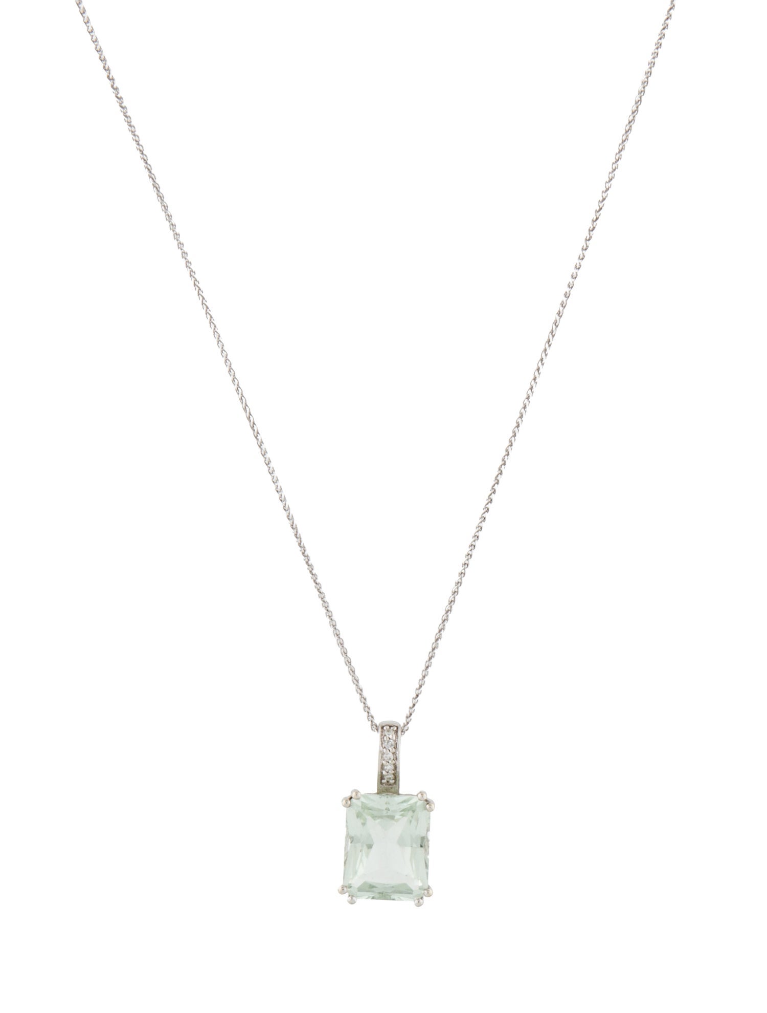 LALI Jewels 14K 3.47ct Prasiolite & Diamond Pendant Necklace