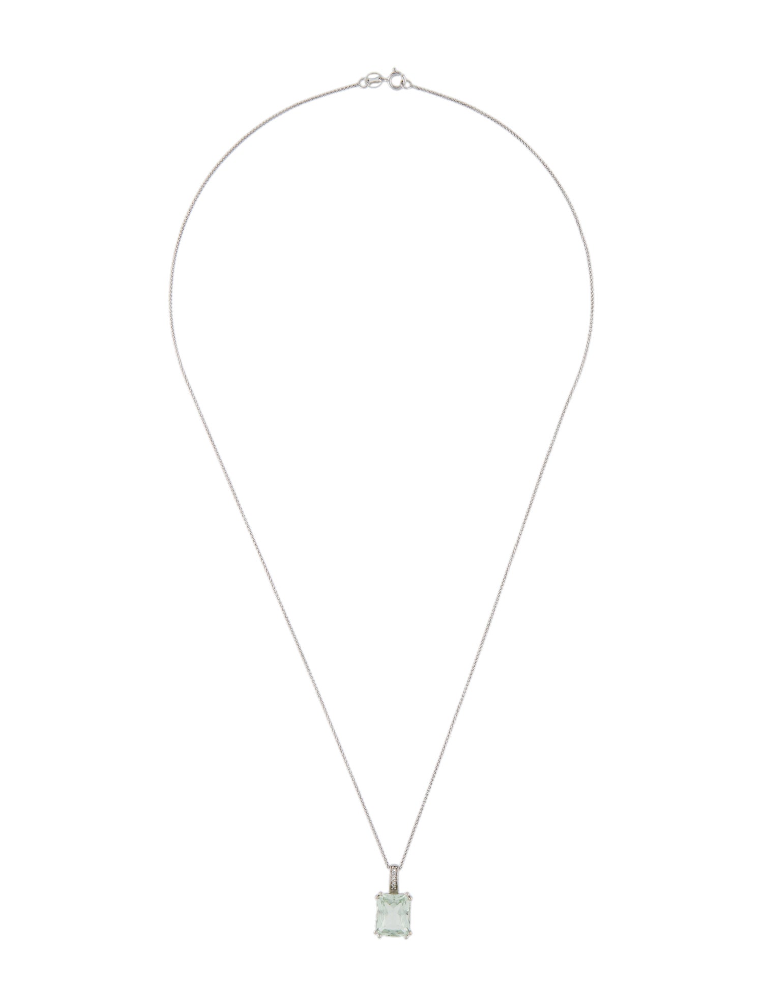 LALI Jewels 14K 3.47ct Prasiolite & Diamond Pendant Necklace