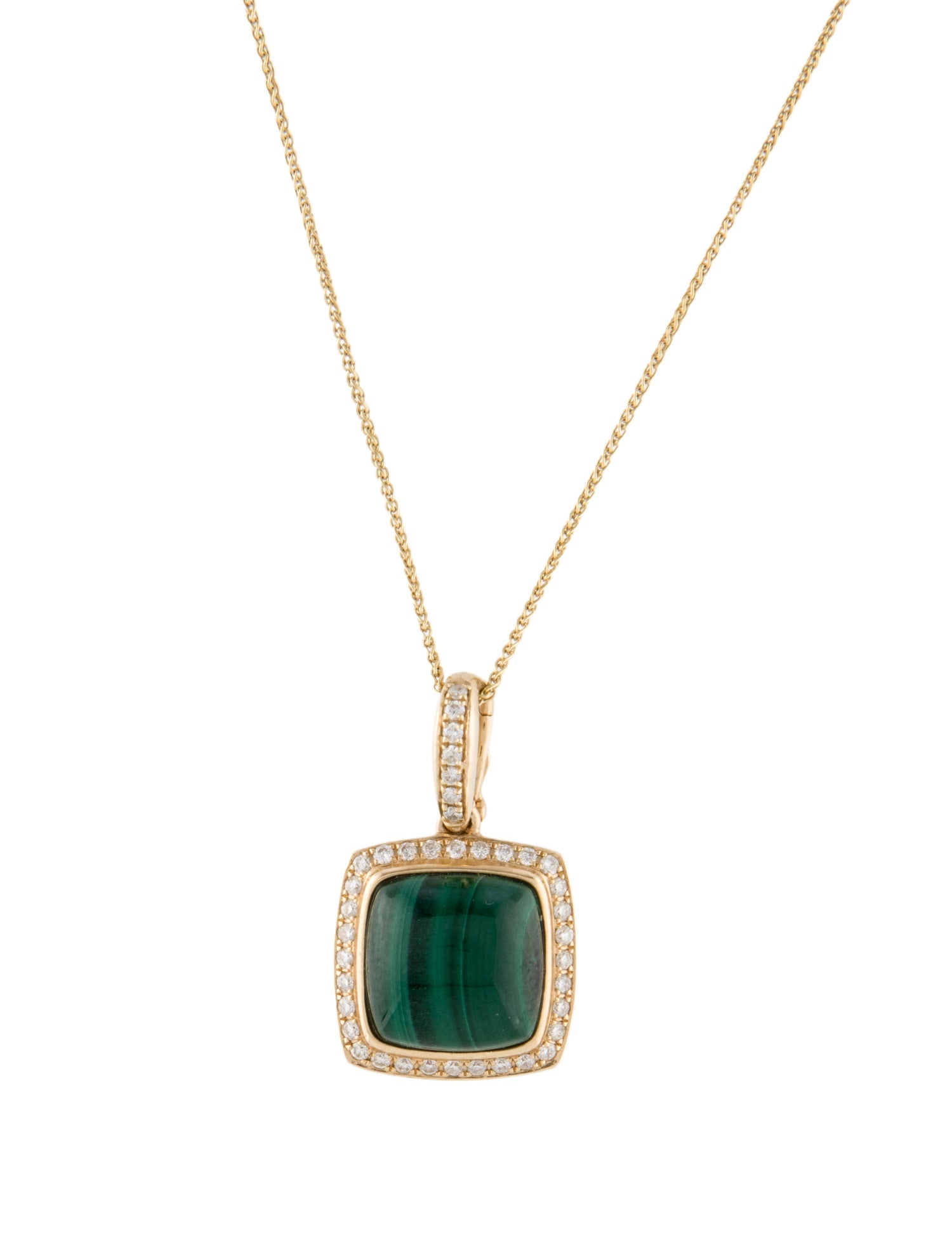 LALI Jewels 14K 5.06ct Malachite & Diamond Pendant Necklace