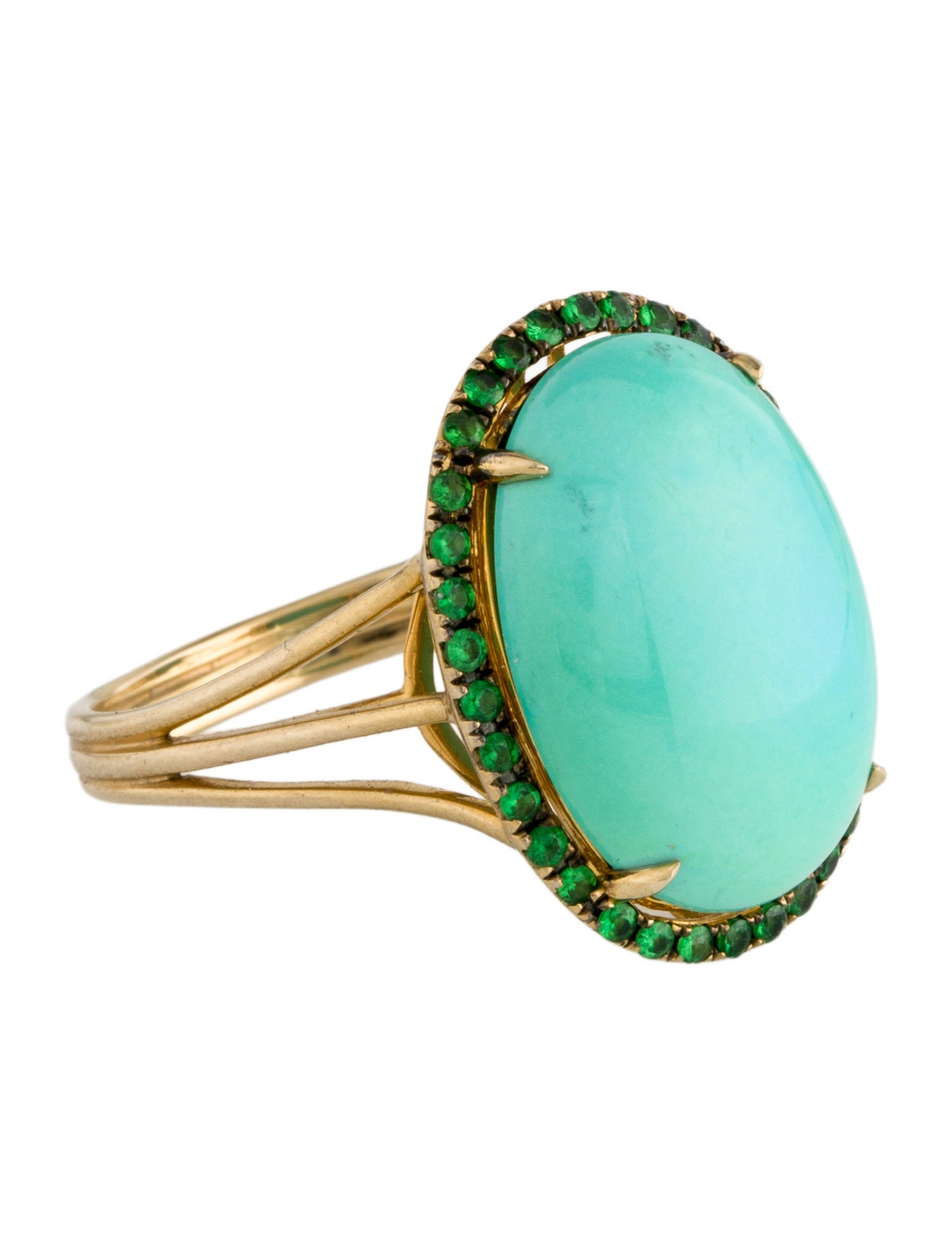 LALI Jewels 14K Turquoise & Tsavorite Garnet Cocktail Ring