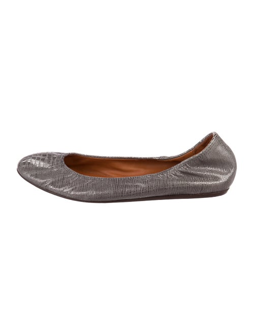 Lanvin Embossed Metallic Flats Silver