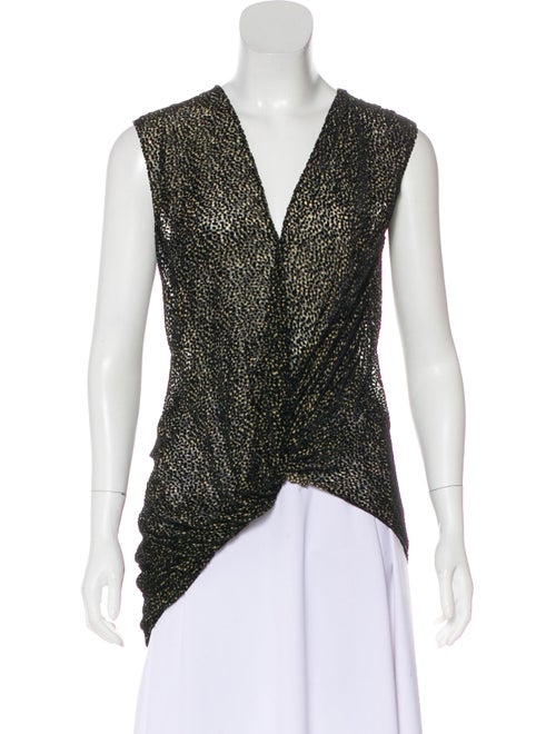 Lanvin Sleeveless Devoré Top Black