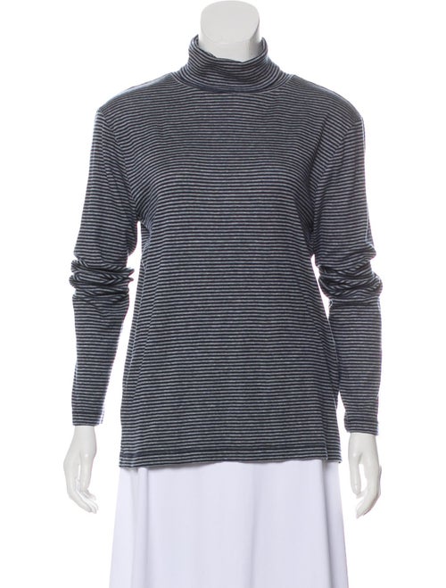 Lanvin Striped Turtleneck Top Grey