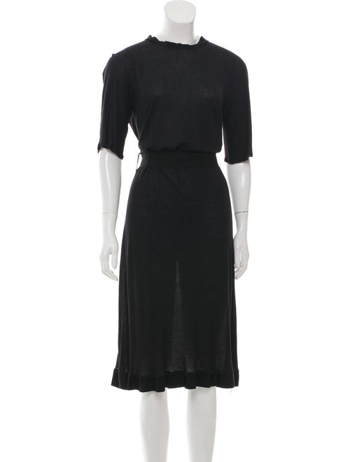 Lanvin Ruffle-Trimmed Midi Dress Black