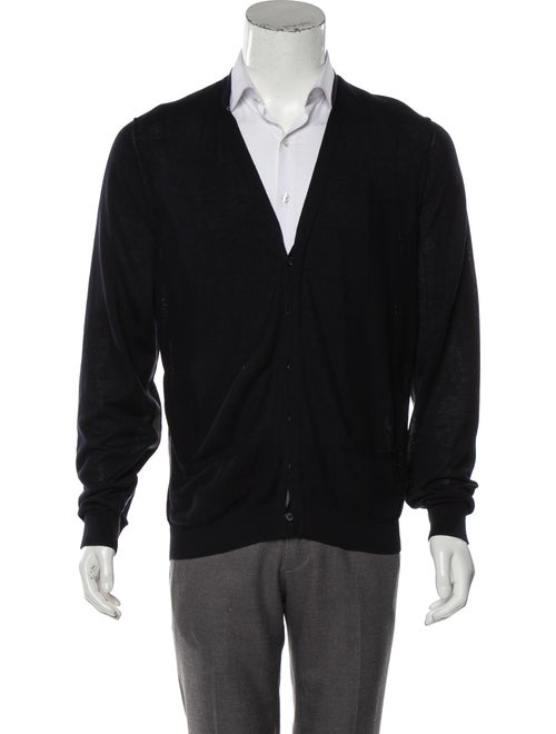 Lanvin Knit Shawl Collar Cardigan navy