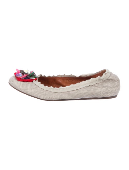 Lanvin Embossed Leather Ballet Flats