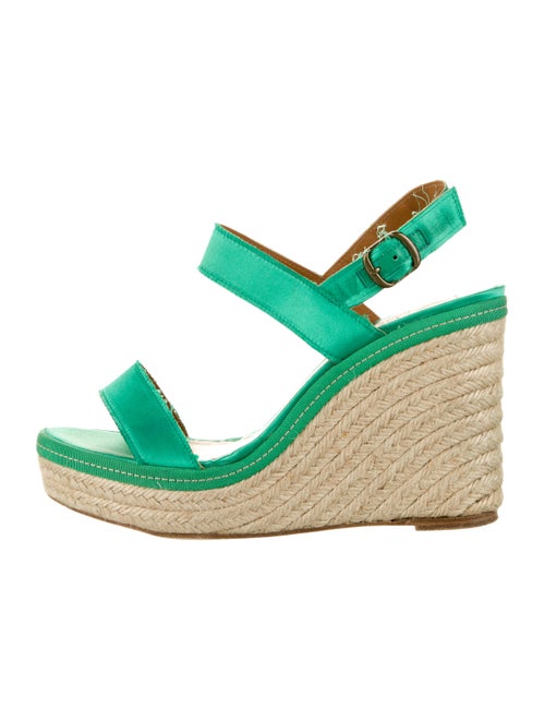 Lanvin Satin Platform Wedges Green
