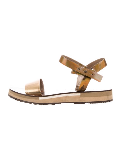 Lanvin Leather Ankle Strap Sandals Metallic