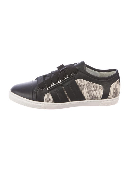 Lanvin Leather Animal Print Sneakers Black