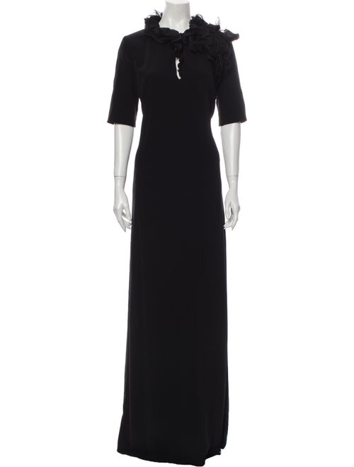 Lanvin Mock Neck Long Dress Black