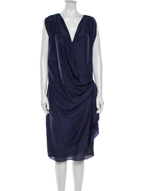 Lanvin Silk Knee-Length Dress Blue