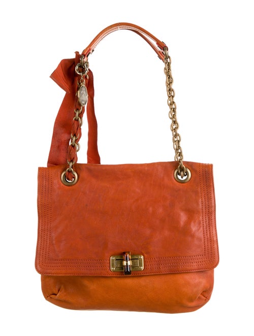 Lanvin Leather Shoulder Bag Orange