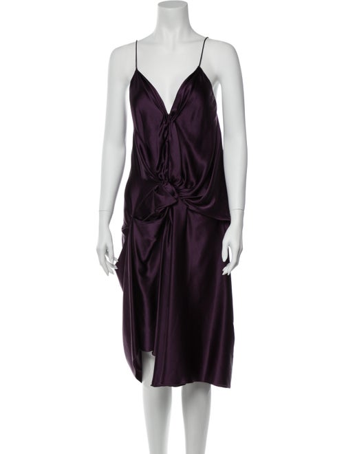 Lanvin Silk Midi Length Dress Purple