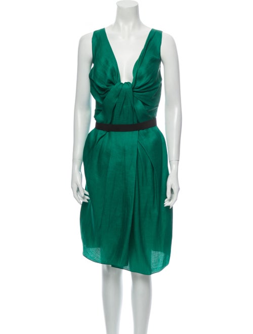 Lanvin Silk Knee-Length Dress Green
