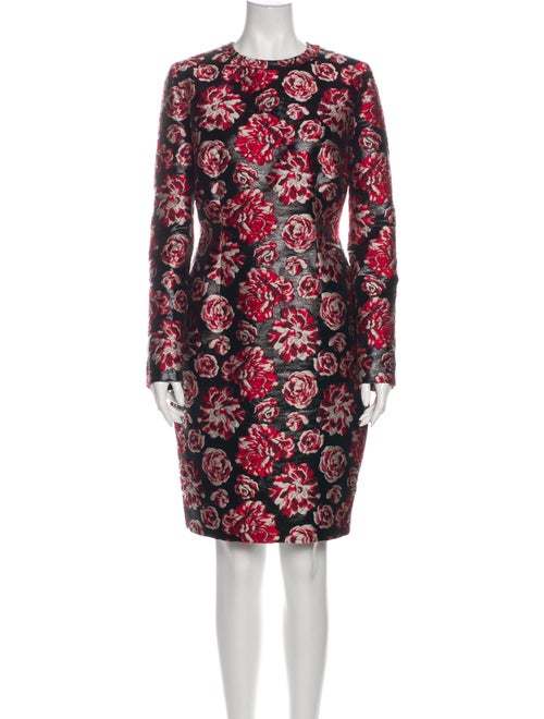 Lanvin Floral Print Knee-Length Dress Red