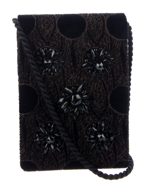 Lanvin Embroidered Velvet Evening Bag Black