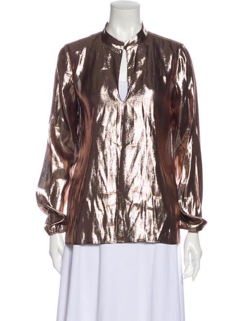 Lanvin 2014 Mock Neck Blouse Gold