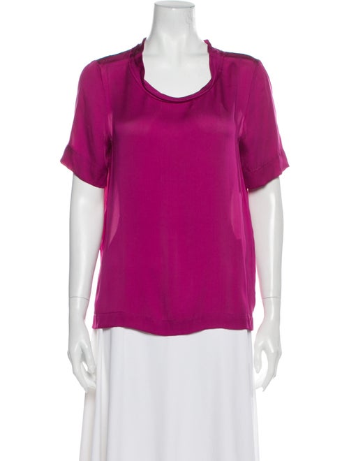 Lanvin Silk Scoop Neck T-Shirt Pink