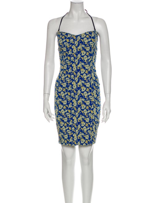 Lanvin Printed Mini Dress Blue