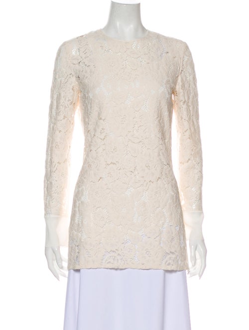 Lanvin Lace Pattern Crew Neck Top White