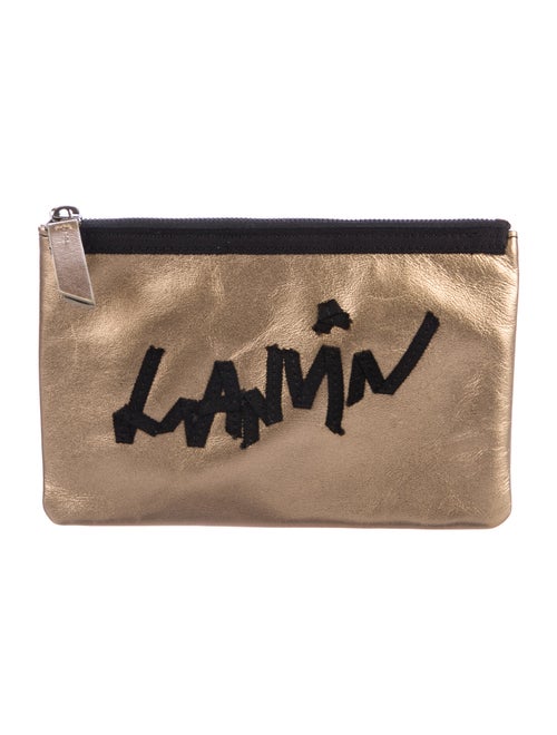 Lanvin Metallic Leather Clutch Gold
