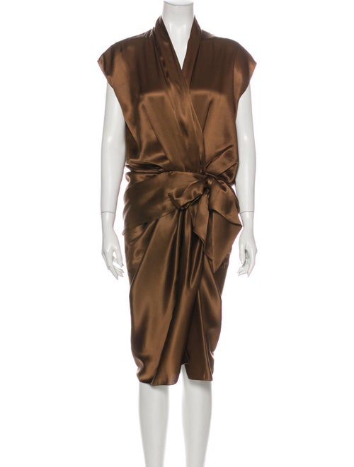 Lanvin Silk Midi Length Dress Brown
