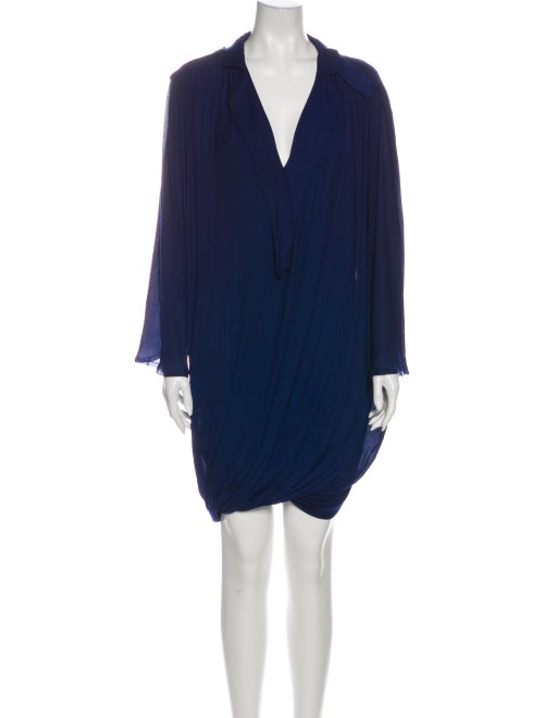 Lanvin Plunge Neckline Knee-Length Dress Blue