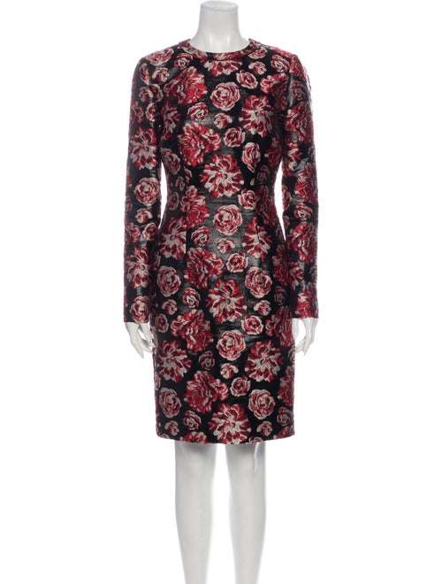 Lanvin Floral Print Knee-Length Dress Black